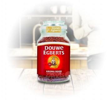 słoik, kawa, rozpuszczalna, kawa douwe egberts, de, aroma rood, opslokoffie
