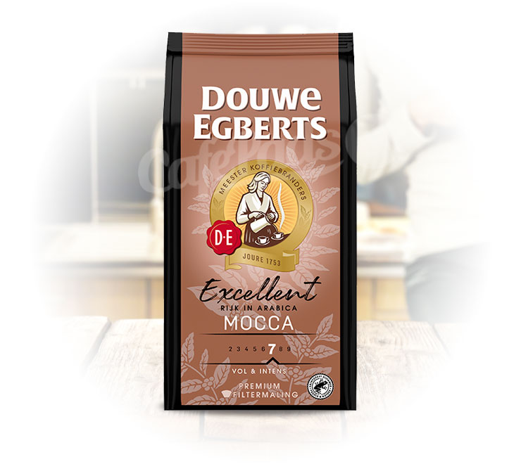 mocca, douwe egberts, kawa, mielona, miedziana, mocca, 250g