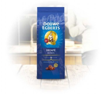kawa ziarnista, aroma rood, decaf, kawa z holandii, douwe egberts decaf, ziarna, bezkofeinowa